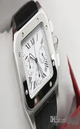 럭셔리 브랜드 Quartz 크로노 그래프 100 XL 블랙 가죽 밴드 남성 감시 시계 시계 사파이어 품질 큰 다이얼 크로노 시계 사파이어 러시 3077828