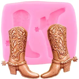 Moldes de cozimento Botas de Cowboy Moldes de Silicone DIY Party Cupcake Topper Fondant Bolo Decoração Ferramentas Doces Clay Resina Chocolate Gumpaste 231213