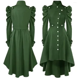 Women's Trench Coats Women steampunk gotycka zimowa kurtka z długim rękawem z kapeluszem cosplay kostium czarny płaszcz średniowieczny szlachetny sąd księżniczka