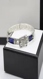 925 Sterling Silber Tiger Kopf Blau Emaille Paar Armband Männer Und Frauen Luxus Marke Exquisite Mode Retro Charme Schmuck Geschenk7513913