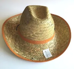 2017 Summer Usisex Western Handmade Cowboy Straw Straw Hat Men Beach Wide Brim Cowgirl Cap 10pcs/Lot8158325