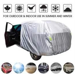Universal SUV Sedan Full Car Covers Outdoor Waterproof Sun Rain Snow Protection UV Car Umbrella Silver S-XXL Auto Case Cover T2007278C