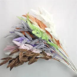 5PCSロット3フォークプラスチック人工羽毛メープル結婚式の花のアレンジメントエルミチェン装飾76cmロング230r