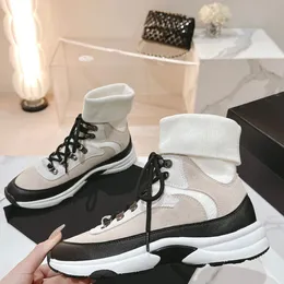 High quality Lace up Running Sneakers Platform fashion Light Sports Trainer Round toe knit women casual shoes with sock luxury designer factory footwear with box