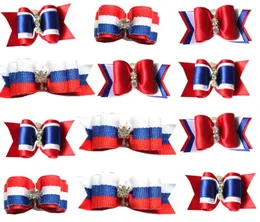 Hundkläder 50st American Independence Day Pet Hair Bows Diamond For Small Dogs Pets 4 juli Tillbehör