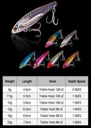 12pcslot 3d Eyes Metal Vib Blade Lure 575131620G沈没振動餌餌鍋人工雰囲気