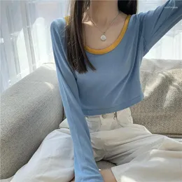 Maglioni da donna 5 colori Pullover Donna Con pannelli O-Collo Baggy A prova di sole Raccolto casual Stile coreano Primavera Interno Streetwear All-match Chic