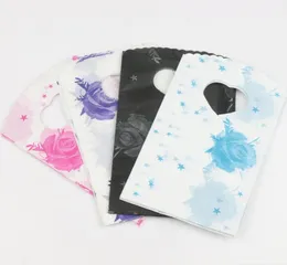 4Colors Pink Blue Black Purple Stars Rose Plastic Bag Jewely Gift Puches 15x9cm 400pcslot6394827