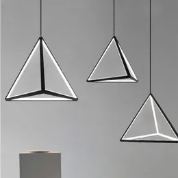 Moderne Led Pendentif Luminaire Nordique Noir Triangle Lampe Suspendue Cuisine Salon Salle à manger Chambre Maison Décor279z