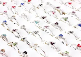 Qianbei 50 pçs / conjunto lotes inteiros misturados brilhantes cristal strass anéis criança crianças noivado casamento nupcial anel de dedo jóias1981313109167