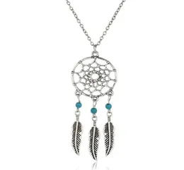 WHOLEANCIENCIENT Silver Color Alloy Girl CHIAN NENDLACES for Women Vintage Korea Dream Catcher Leaves Pendant Necklace Jewelry CO5938403