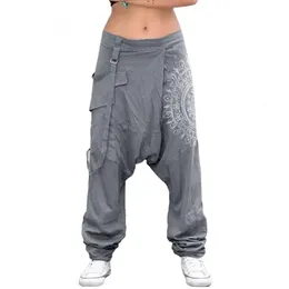 Calças femininas s verão mulheres harem bootcut cintura elástica baixa ascensão retro impressão saggy baggy calças soltas dança de rua perna larga 2312012