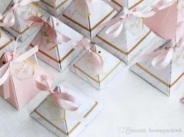 50st Ny Creative Triangular Pyramid Marble Style Candy Box Wedding Favors Party Supplies Tack Gift Chocolate Box5915655