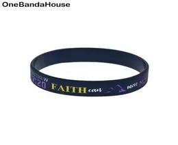 100PCS Jesus Silicone Rubber Bracelet Debossed Filled in Color Matthew 1720 Faith can move mountains5380423