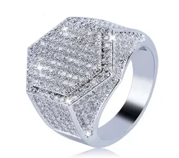Hip Hop Fashion Men039S Ring Gold Silver Gold Glitter Micro Pillow Cubic Zirconia igometric Ring Size 7134899789