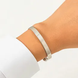 Länkarmband kunjoe minimalistisk justerbar c-formad metall armband armband för kvinnor män punk silver färg hip hop party smycken gåva