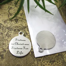 40pcs--stainless steel charms Sisters In Christ Are Sisters For Life more style choosing DIY pendants fo necklace241Z