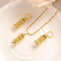 Conjunto de collar y pendientes a la moda para mujer, regalo de fiesta, fino, BAHT tailandés, oro sólido, collar de dragón GF, pendientes, joyería Sets307r