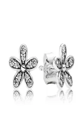 Klare CZ-Diamant-Gänseblümchen-Ohrstecker, Originalverpackung für P 925 Sterling Silber, kleine Blume, Damen- und Mädchen-Ohrring-Set2842982