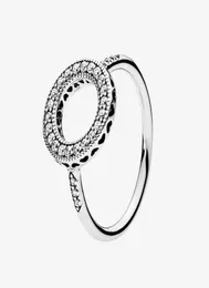 Full CZ Diamond Circle Wedding Pierścień Women Girls Gift Biżuteria na 925 srebrnych błyszczących pierścieni halo z oryginalnym pudełkiem SET3102936