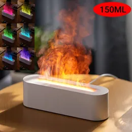 Diffusori di oli essenziali Diffusore di aromi di fiamma Diffusori di oli essenziali Umidificatori d'aria da 150 ml Produttori di nebbia fredda ad ultrasuoni con luci d'atmosfera colorate 231213