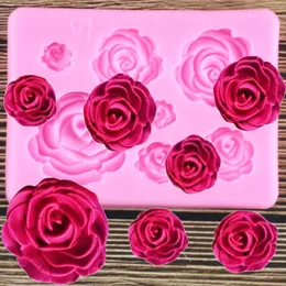 Moldes de cozimento Rose Flor Moldes de Silicone Doces Polymer Clay Mold Chocolate Party Wedding Cupcake Topper Fondant Bolo Decoração Ferramentas 231213