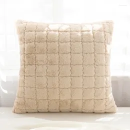 Oreiller de luxe en peluche de haute qualité, couverture de sieste pour canapé de salon, motif carré, plusieurs couleurs en option, décoration de la maison