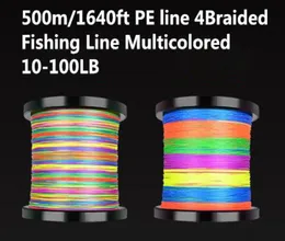 Linha de pesca trançada 500m1640ft pe 4 1m10m por cor multicolorida 10100lb teste para água salgada desempenho higrade hig5172243