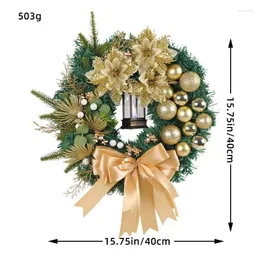 Decorative Flowers Fall Indoor Wreath Holy Christmas With Lights Lit Scene Warm LED At The