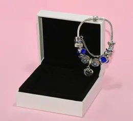 Fashion Blue Charm Pendant Armband för smycken Silver Plated Diy Star Moon Pärledarmband med Box24915498261283