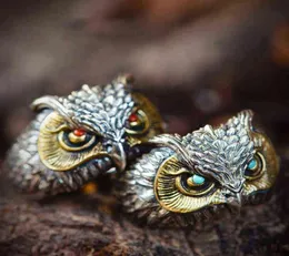 Kuroyoshi Handmade Ring Men039s and Women039s Opening Adjustable Index Finger Owl Vintage Engraving Silver Jewelry Trend222w3958662