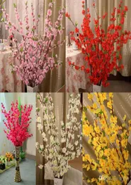 160 pz artificiale ciliegio primavera prugna fiore di pesco ramo fiore di seta albero per la decorazione della festa nuziale bianco rosso giallo rosa7882058