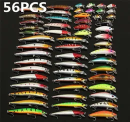 56pcs Lot Allmächtiger gemischter Fischereiköder Köder Set Wobbler Crankbaits Swimbait Minnow Hard Baits Spiners Karpfenfischerei Tackle31798802704