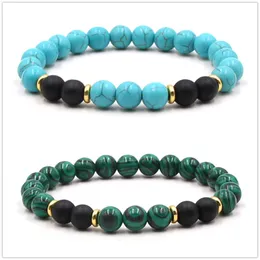 8mm Lava Stone Malachite Tiger's Eye Turquoise Bead Elasticity Armband For Women Men smycken