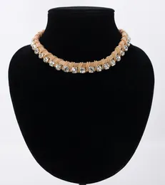 Novo charme correntes de cor dourada gargantilha strass moda feminina colares de cristal pingentes declaração jóias vintage n0286129503