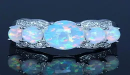 Nieuwe verkoop van de veelkleurige opaalring Europese en Amerikaanse stijl vijf edelstenen creatieve diamanten verlovingsring98008375723693