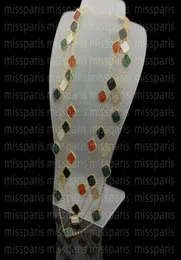 Collana di gioielli di design Collane di quadrifoglio Nero Agata verde lunga 10 dieci fiori Ciondolo in madreperla per donna Ragazza4019223