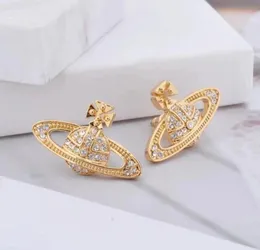 18K Gold Plated Austrian Crystal Letter Logo Stud Earrings for Women European and Popular Simple Designer Earrings Wedding Bride Jewelry Gift