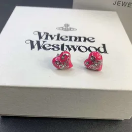 Designer Viviene Westwood Ny Viviennewestwood Empress Dowager Xis Colorful Lacquer Love Moon Saturnörhängen Kvinnlig minoritetsdesign Mini Planet Earrings and EA