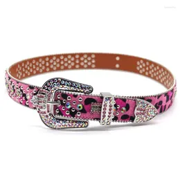 Cintos cinto para mulheres ocidental cowboy cowgirl bling cravejado couro jeans calças y2k leopardo