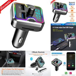 New Bluetooth Car Kit Car Handsfree FM Transmitter Bluetooth 5.0 Car Kit MP3 Modulator Player TF Card USB AUX Receiver 3.1A Dual USB Fast Charger