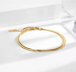 Tornozeleiras tornozeleira pulseira para mulheres moda em camadas cor de ouro aço inoxidável espinha de peixe corrente verão pé jóias 6322 q25049818
