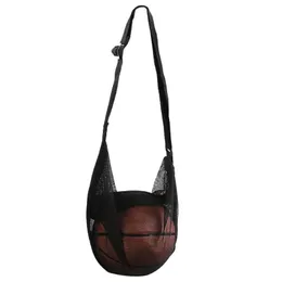 Мячи Портативная спортивная сумка для мячей, нейлоновая сетчатая сумка с плечевым ремнем, сетчатая сумка для переноски одного мяча для переноски баскетбола, волейбола 231213