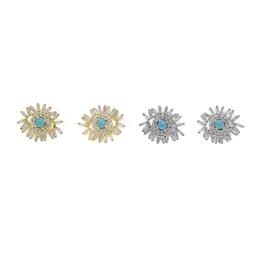 Baguette CZ Firwork Evil Eye Stud Stud Earing Pave Cubic Zirconia Turquoise Gemstone Elegance Gorgeous Lucky Women Jewelry6853652