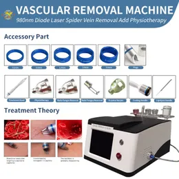 Máquina de adelgazamiento 6 en 1 Láser de diodo de arañas vasculares 30 Mhz Tratamiento con láser de venas varicosas 980 Nm Diodo láser 60 W Eliminación de vasos sanguíneos