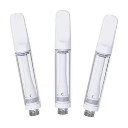 Full Ceramic Vape Cartridges Lead Free Ceramic Coil 510 Thread 1ml Cart Empty Vaporizer Glass Tank Ceramic Screw Flat Tip White Atomizer Pure Taste USA STOCK Thick Oil