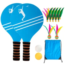 Badminton String Beach Tenis ve Raket Kürek Seti Top Jazzminton Oyunu Yaz Açık Alanları Park Oynuyor 231213