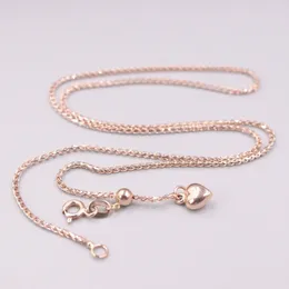 Chains Au750 Real 18K Rose Gold Chain Neckalce For Women Female 1.2mm Shiny Wheat Choker Necklace 18''L Gift