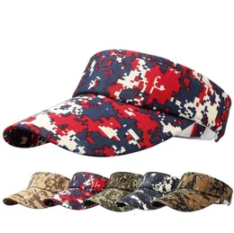 2017 Summer Unisex Visor Empty Top Camouflage Sun Hat Brim Blank Elastic Band Caps Beach UV Protection Military Hats6626879