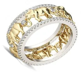 Goldener Elefanten-Ring, romantischer Zirkon-Ring, Mann und Frau, Schmuck, Einfachheit5798684